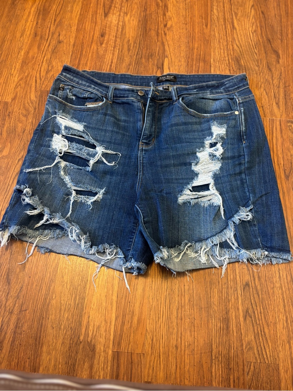 Judy Blue Distressed Dark Blue Denim Cutoff Shorts